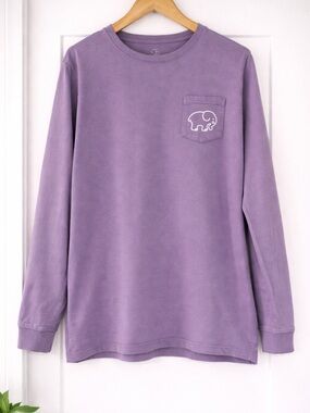 Ivory Ella Long Sleeve Pocket Tee – Purple | Size Large